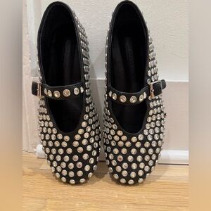 Tony bianco Miami black Nappa studded flats size 5